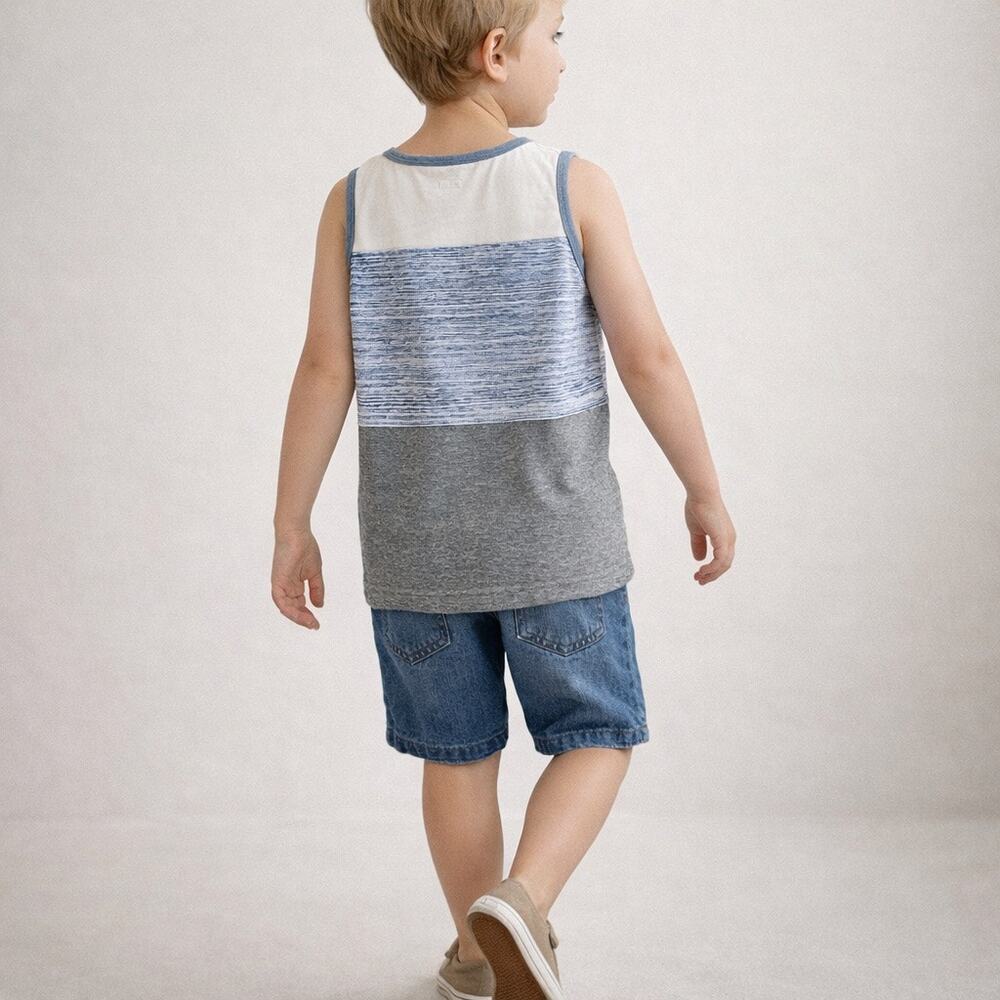 Wonder Nation Boys Colorblock Sleeveless Tank Top Size 8 Blue Gray White
